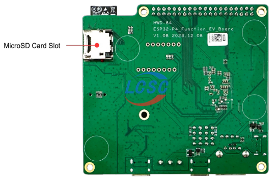 Back view of ESP32-P4 development board